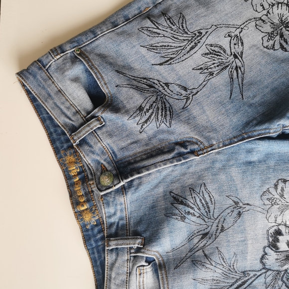 🎉3xHP🎉 Desigual Floral Jeans “Hibiscus” size 29 - Picture 2 of 16